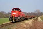 261 055-8 fuhr mit einen schotterzug in richtungung billbrook,aufgenommen beim bü havighorster weg in glinde,24.03.21