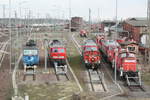 372 006 der CD, 232 280, 335 XXX und 363 710 abgestellt am Bw Halle/Saale G am 19.3.21