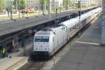 Am 29 Mai 2009 steht Werbelok 101 034 in Salzburg Hbf.