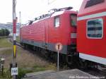 BR 112 mit dem Warnemnde-Express im Bahnhof Warnemnde am 22.6.13