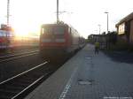 112 134 als RE1 mit ziel Rostock Hbf im Bahnhof Schwarzenbek am 1.9.13