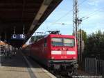 112 108 als RE3 mit ziel Elsterwerda im Bahnhof Stralsund Hbf am 25.7.14