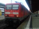 114 024-3 steht als RE3 mit Ziel Elsterwerda im Bahnhof Stralsund Hbf am 15.9.12