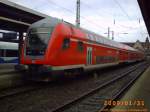 114 012-8 als RE5 mit Ziel Falkenberg (Elster) im Bahnhof Stralsund Hbf am 31.1.09