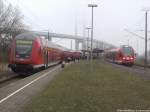 114 003-7 als RE5 mit ziel Holzdorf (Elster) & BR 429 als RE9 mit ziel Stralsund Hbf im Bahnhof Stralsund Rgendamm am 3.12.13