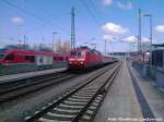 120 155-7 mit IC nach Zssow/Kln Hbf im Bahnhof Bergen auf Rgen am 28.4.13