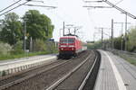 120 125 mit dem Messzug bei der Durchfahrt in Zberitz am 29.4.22