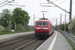 120 125 mit dem Messzug bei der Durchfahrt in Zberitz am 29.4.22