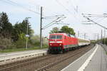 120 125 mit dem Messzug bei der Durchfahrt in Zberitz am 29.4.22