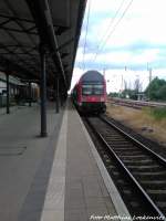 143 889-4 als S1 im Endbahnhof Warnemnde am 22.6.13