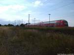 143 899-4 mit dem RE9 mit ziel Stralsund Hbf bei der Einfahrt in Altefhr am 7.8.13