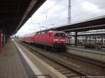 143 841-5 als RE5 aus Neutrelitz Hbf bei der Einfahrt in den Bahnhf Stralsund Hbf am 16.3.14