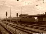 143 848-0 abgestellt im Bahnhof Stralsund Hbf am 20.7.14