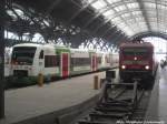 EB RegioShuttles und 143 002 im Bahnhof Leipzih Hbf am 8.9.14