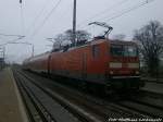 143 816-7 als RB 37862 mit ziel Lutherstadt Wittenberg im Bahnhof Landsberg (b Halle/Saale) am 3.1.15