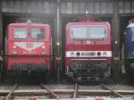 142 255 und 243 005 im DB Museum Halle (Saale) am 4.7.15