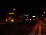 143 XXX mit ziel Trotha und mit Stuerwagen voraus 143 XXX mit ziel Nietleben im Bahnhof Halle-Sdstadt am 26.9.15