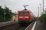 143 925 verlsst als S9 mit ziel Eilenburg den Bahnhof Delitzsch ob Bf am 9.7.20