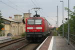 143 957 verlsst als S9 mit ziel Eilenburg den Bahnhof Delitzsch ob Bf am 13.8.20