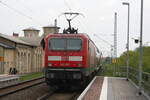 143 957 verlsst den Bahnhof Delitzsch ob Bf in Richtung Eilenburg am 20.5.21