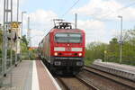 143 957 von Eilenburg kommend mit Ziel Halle/Salle Hbf bei der Einfahrt in den Bahnhof Delitzsch ob Bf am 20.5.21