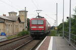 143 591 verlsst den Bahnhof Delitzsch ob Bf in Richtung Eilenburg am 19.8.21