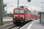 143 591 von Eilenburg kommend bei der Einfahrt in den Endbahnhof Halle/Saale Hbf am 26.8.21