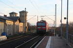 143 591 verlsst mit Ziel Eilenburg den Bahnhof Delitzsch ob Bf am 10.2.22