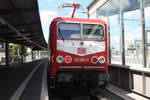 143 856  Melissa  verlsst als S47 mit Ziel Halle-Trotha den Bahnhof Halle/Saale Hbf am 24.5.22