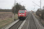 Blick aus der 218 105 auf die 146 244 als RE50 mit ziel Nrnberg Hbf zwischen Regensburg und Obertraubling am 23.3.21