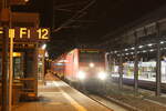 146 031 im Bahnhof Halle/Saale Hbf am 1.4.1.22