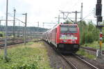 146 225 verlsst den Bahnhof Pirna in Richtung Dresden am 6.6.22