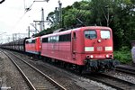 151 086-6 zog mit einer schwesterlok,einen leeren ganzzug durch hh-harburg,21.06.16