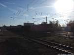 152 149-1 mit einem Gterzug beim verlassen des Bahnhofs Halle (Saale) Hbf am 1.11.14