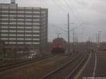 155 212-4 Durchfuhr den Bahnhof Stralsund Rügendamm in Richtung Greifswald am 8.1.14