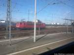 Ein BR 155 im Bahnhof Bitterfeld am 14.2.14