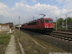 155 056-5 mit einer Schwestermaschine mit einen Gterzug in Leipzig-Leutzsch am 3.5.16