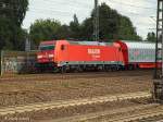 185 309-2 ist mit einen gemischten gterzug am 10.08.13 durch hh-harburg gefahren