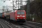 185 041-1 zog einen gemischten güterzug am 17.01.14 durch hh-harburg