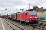 Am grauen 30 Mai 2014 verlässt 185 033 Mainz-Bischofsheim.