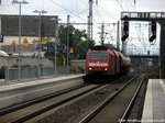 185 128 mit einen Gterzug bei der durchfahrt in Frankenthal am 2.6.16