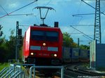 185 388-6 mit einem Güterzug aus Bitterfeld kommend in der Güterumfahrung in Halle (Saale) am 28.7.16