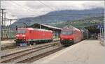 Die DB 185 104-7 und eine SBB Re 460 in Brig. 

12. Sept. 2024