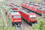 233 314 und 187 152 in der Abstellung am Bw Halle G am 13.6.21