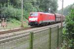 Am 31 Augustus 2013 durchfahrt 189 075 mit Kohlezug Venlo Bovenste Molen.