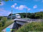 Mit Steuerwagen voraus Kam der InterCity (IC) mit 101 012 am Ende kurz vorm Bahnhof Bergen auf Rgen angefahren am 16.7.13