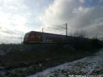 Mit Steuerwagen voraus ist 143 XXX als RE9 unterwegs nach Halle (Saale) Hbf am 4.2.15