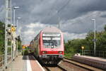 143 168 bei der Einfahrt in den Bahnhof Delitzsch ob Bf am 26.8.21