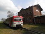 VT2E der AVG im Bahnhof Schneidlingen am 7.5.17