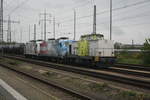 293 901 von RBB/Captrain mit 2 RHC E-Loks beim Rangieren im Bahnhof Bitterfeld am 4.5.20